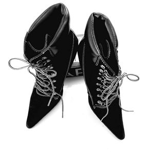 Nine West Nwob Bebop Black Suede Stiletto High Ankle Boots